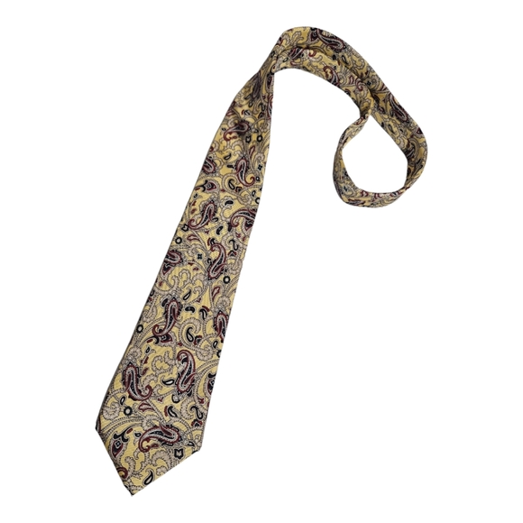 🆕LIBERTY Yellow Paisley Silk DESIGNER Tie USA - Picture 1 of 4